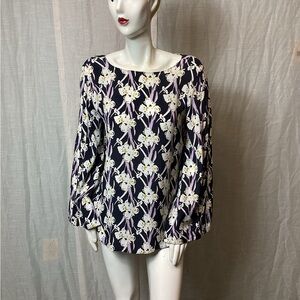 Dorthee  Schumacer Floral Print Bateau Neckline Blouse; Size: M